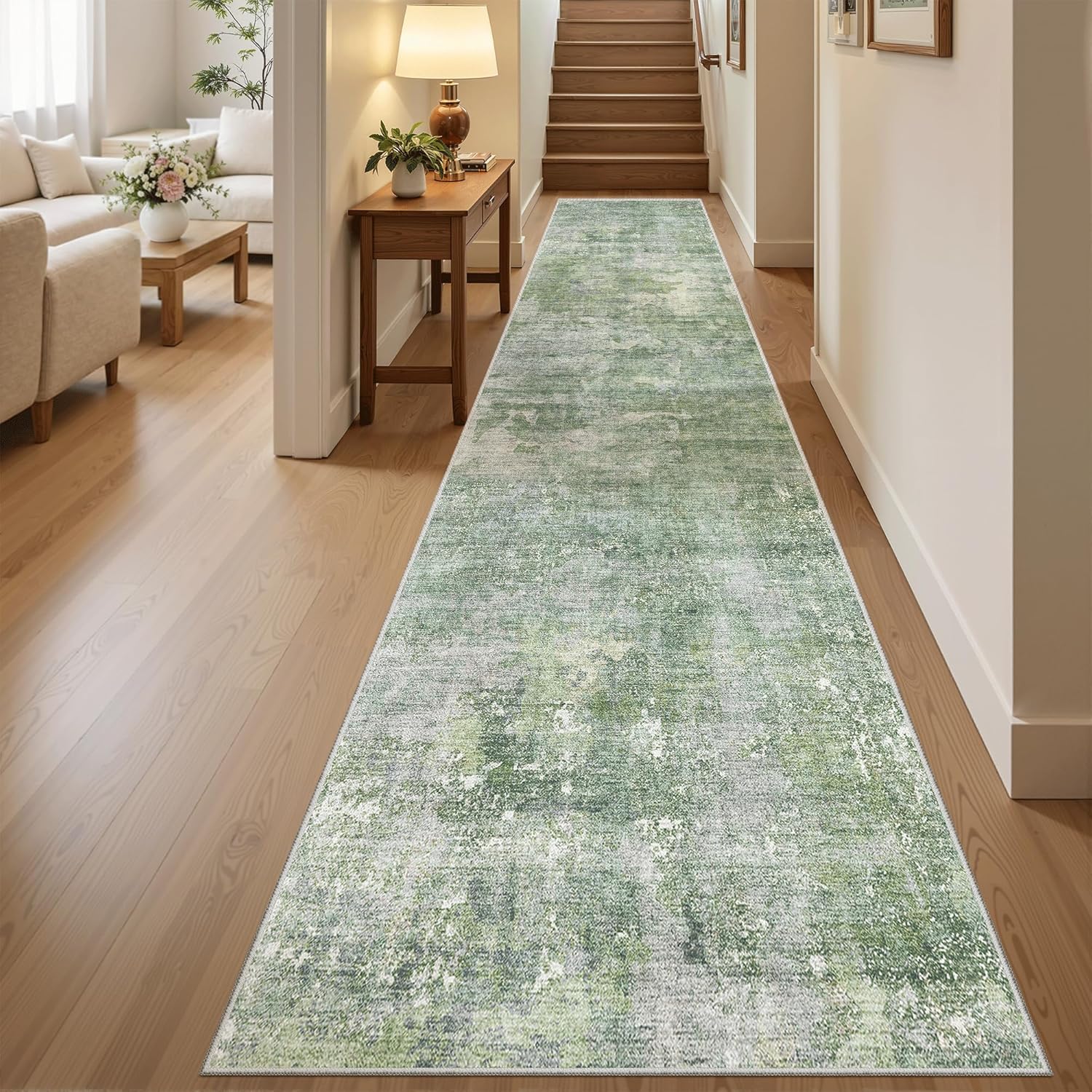 Soalmost Washable Area Rug 8x10, Large Soft Rugs for Living Room Vintage Beige Carpet 8x10 Area Rugs for Bedroom Dining Room Non-Slip Stain Resistant Under Table Rug