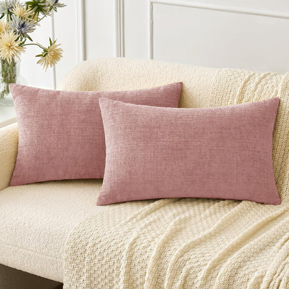 MIULEE Pack of 2 Couch Throw Pillow Covers 18x18 Inch Spring Soft Sage Green Chenille Pillow Covers for Sofa Living Room Solid Dyed Pillow Cases
