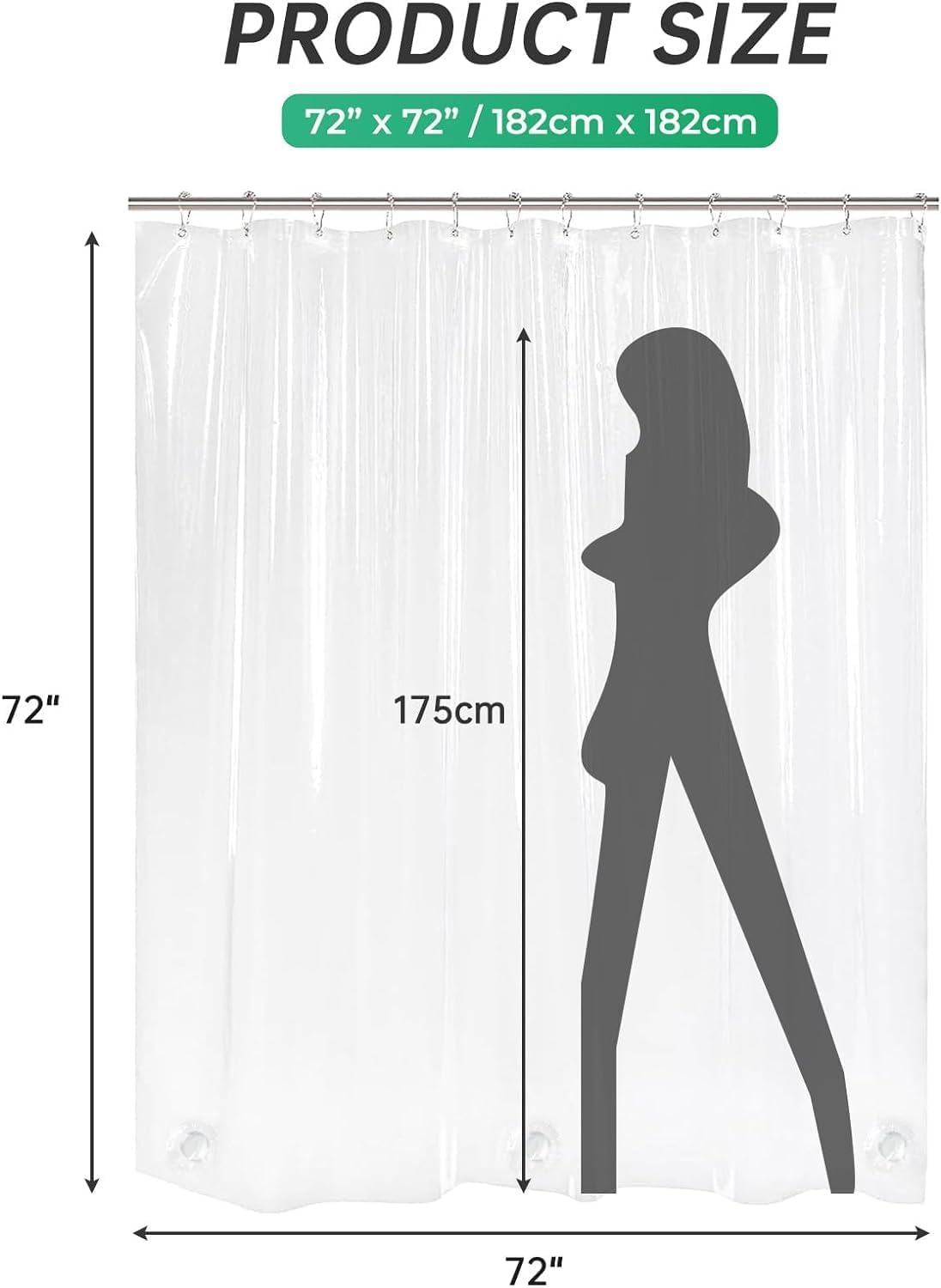 White Shower Curtain Fabric, Waffle Shower Curtains for Bathroom, Cloth Shower Curtain Heavy Duty, Thick Bathroom Shower Curtains Hotel Quality, Premium Polyester, 72x72 Inches