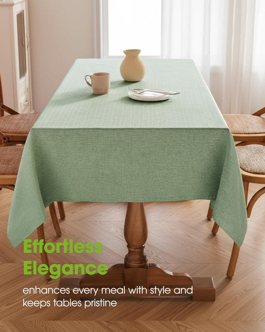 Rectangle Linen Tablecloth Waterproof & Stain Resistant, Wrinkle-Free Table Cloth Adds Elegance and Protection, Ideal for Dining, Party, Wedding and Outdoor, 52 x 70 Inch, Sage Green